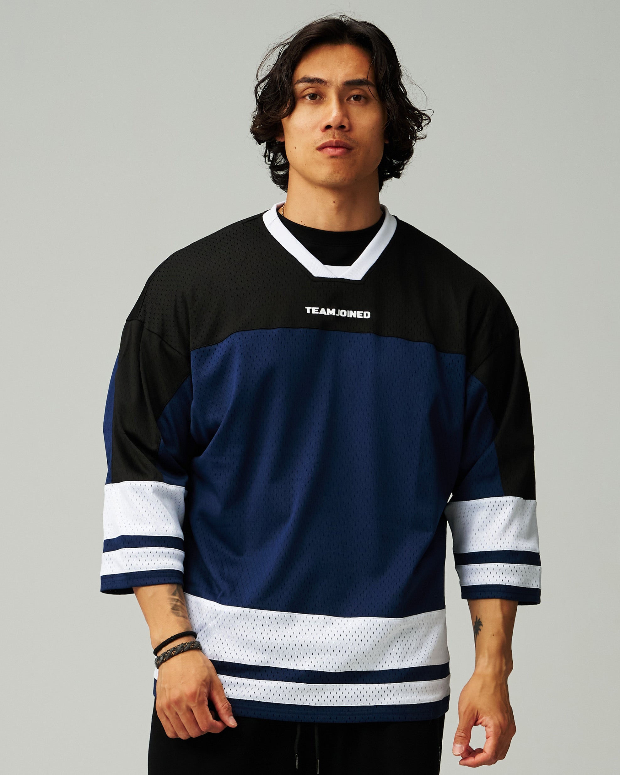 Mesh Spliced 3/4 Sleeve Jersey