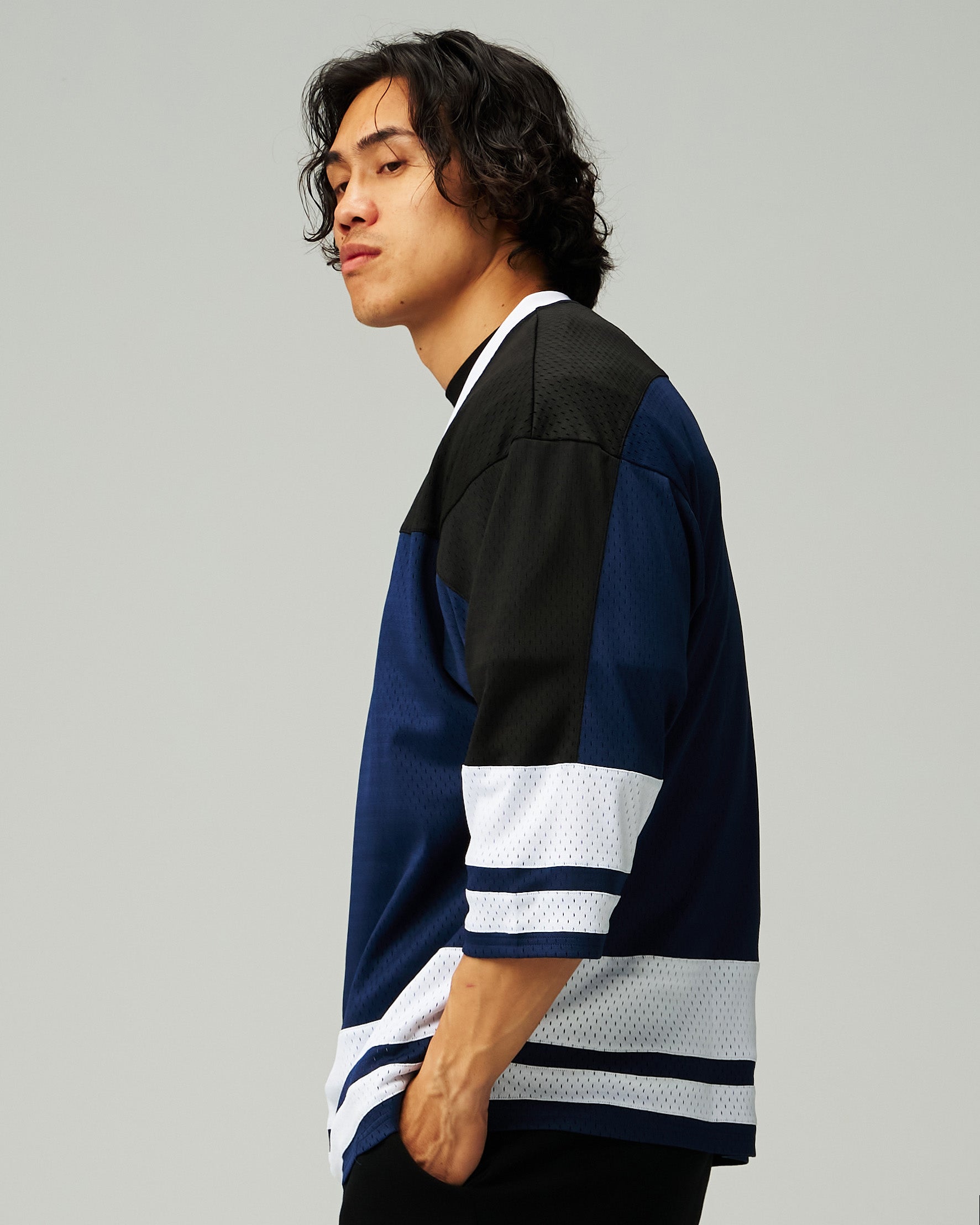 Mesh Spliced 3/4 Sleeve Jersey