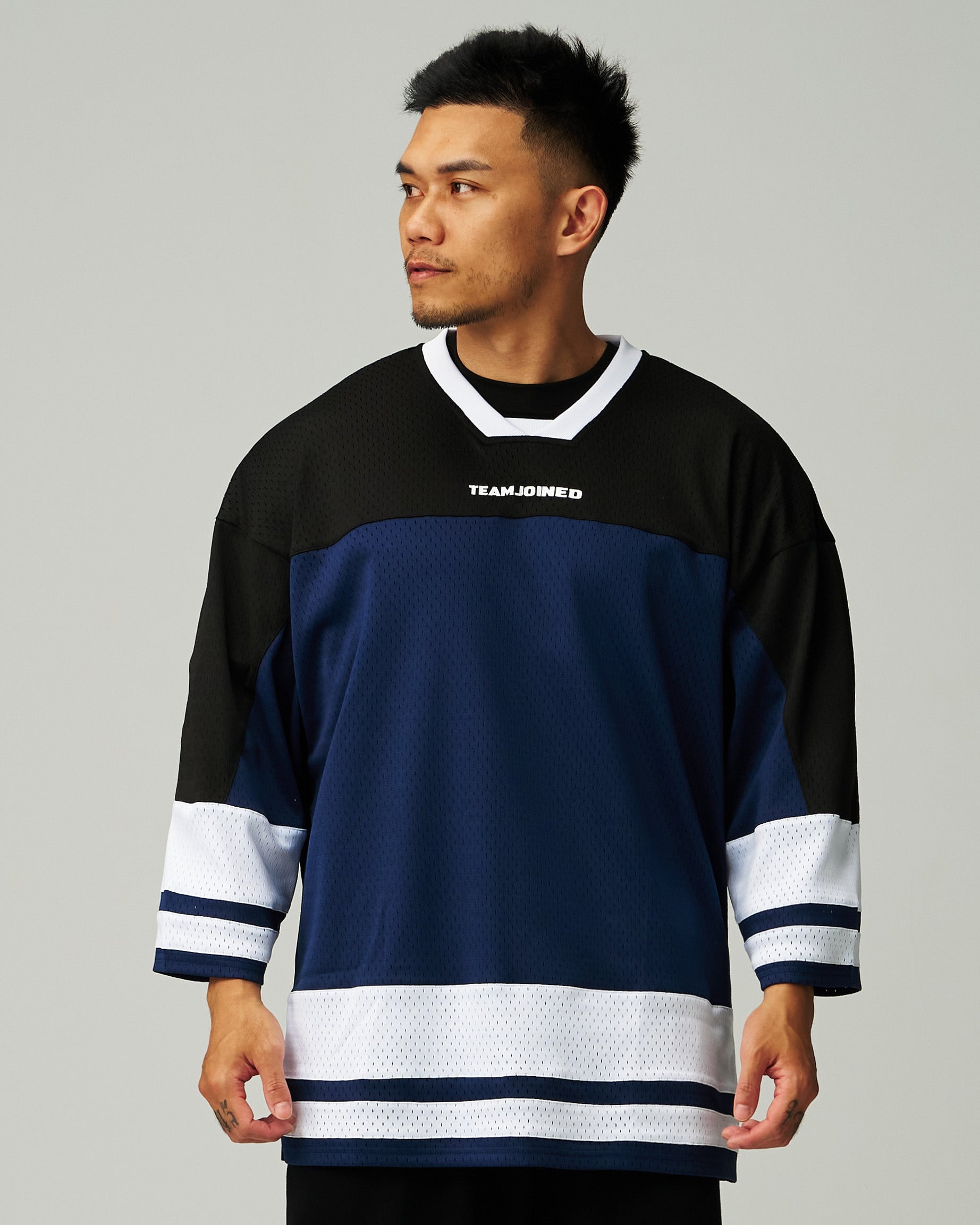 Mesh Spliced 3/4 Sleeve Jersey