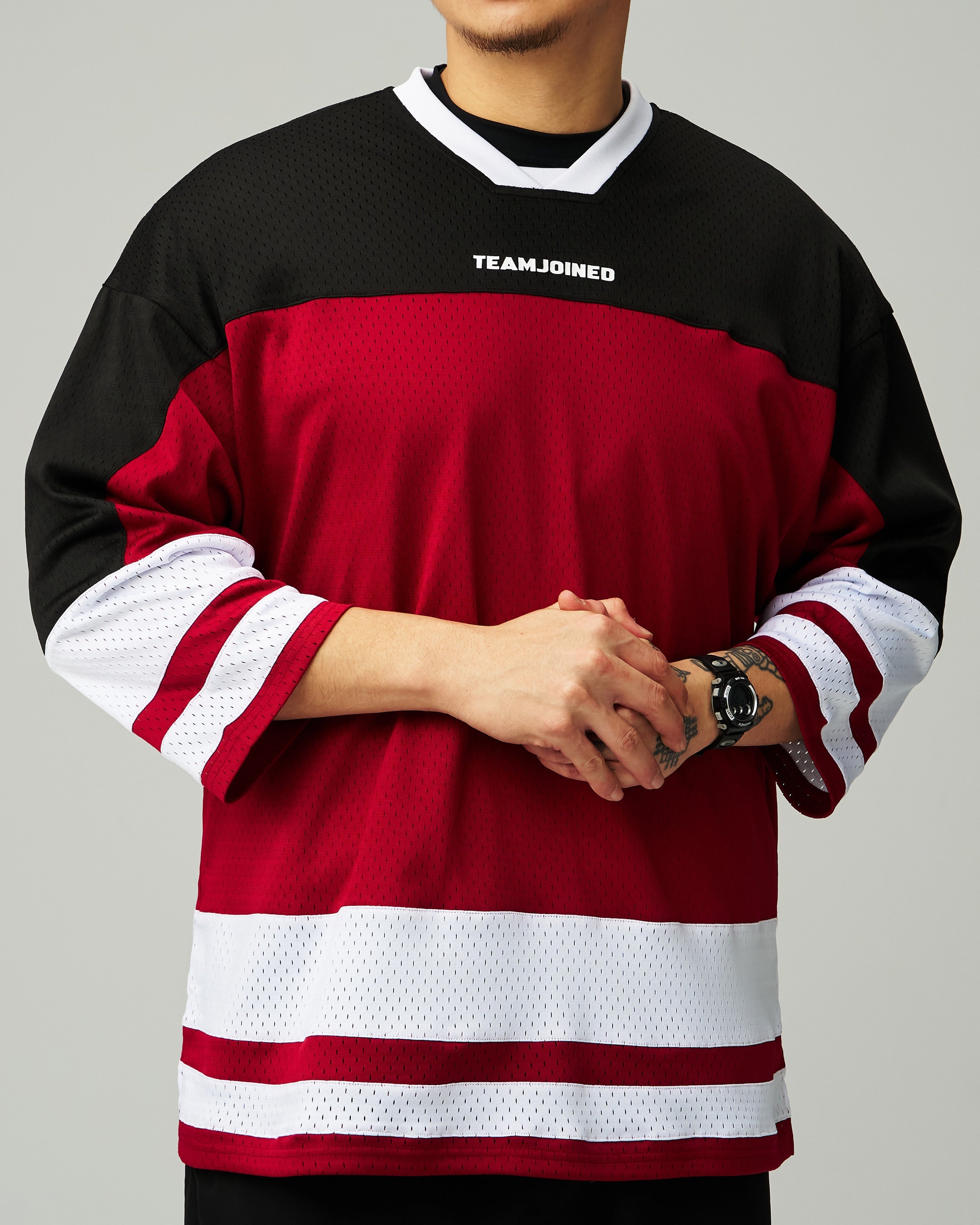 Mesh Spliced 3/4 Sleeve Jersey
