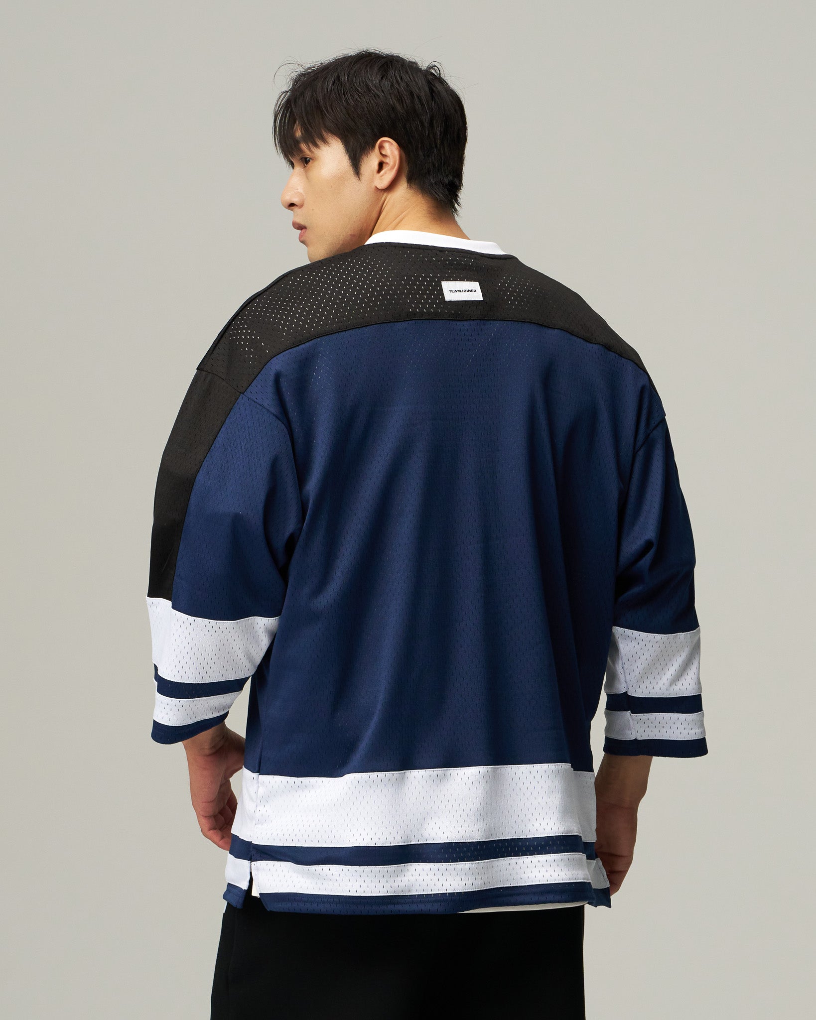 Mesh Spliced 3/4 Sleeve Jersey