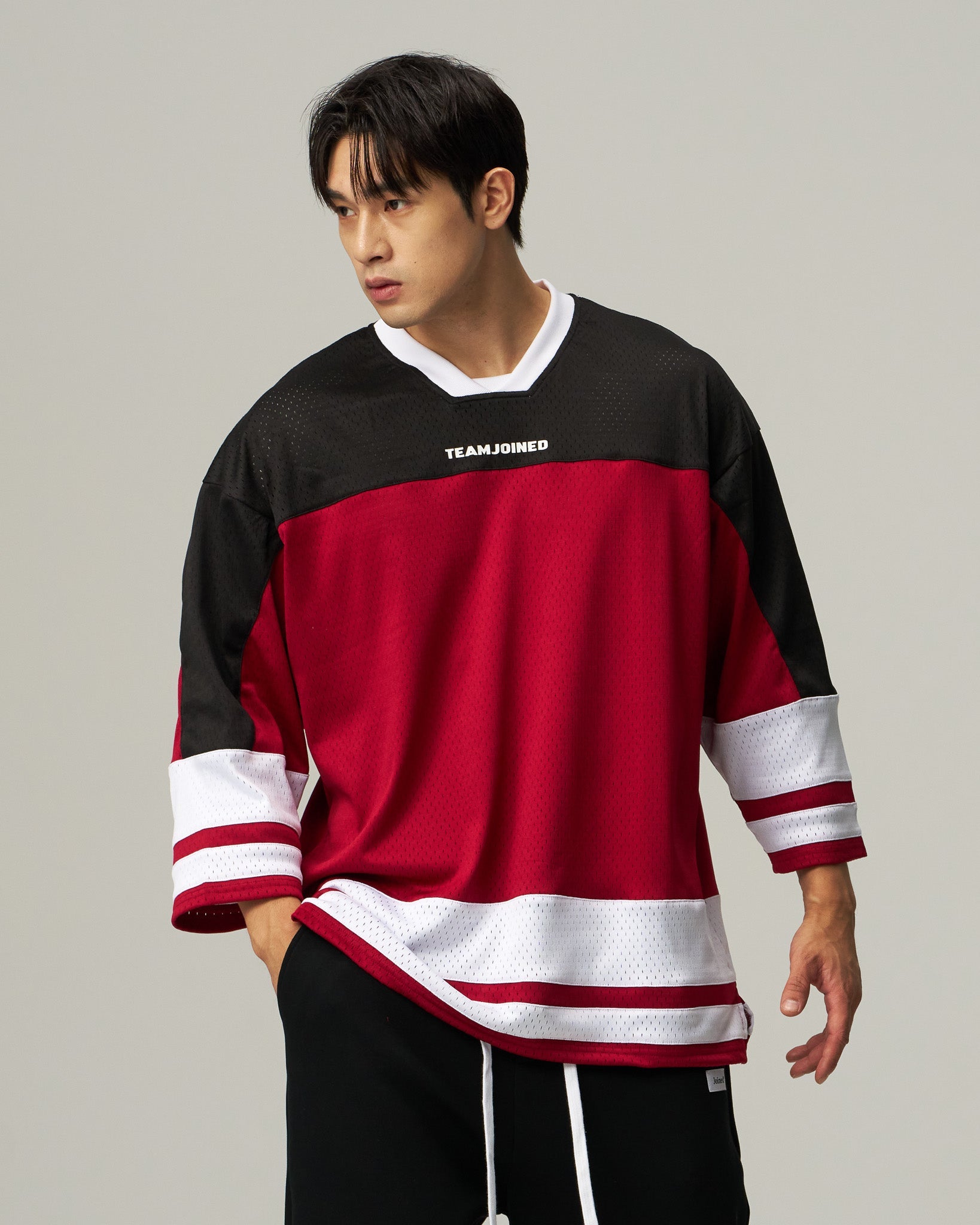Mesh Spliced 3/4 Sleeve Jersey