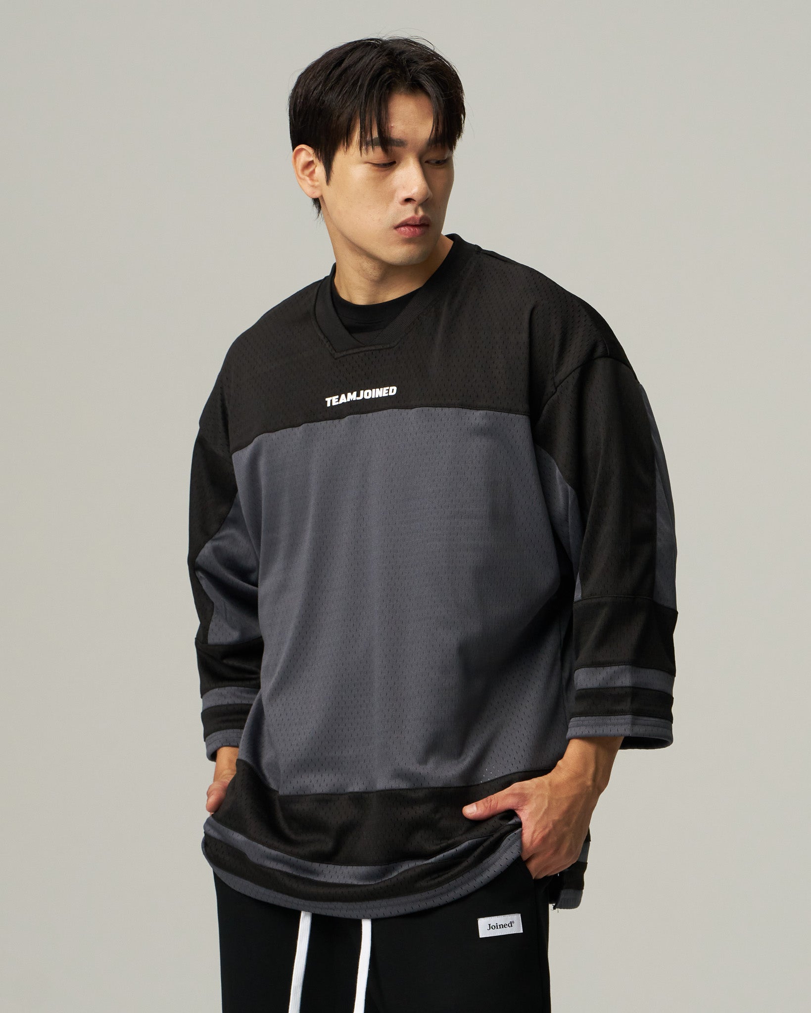 Mesh Spliced 3/4 Sleeve Jersey