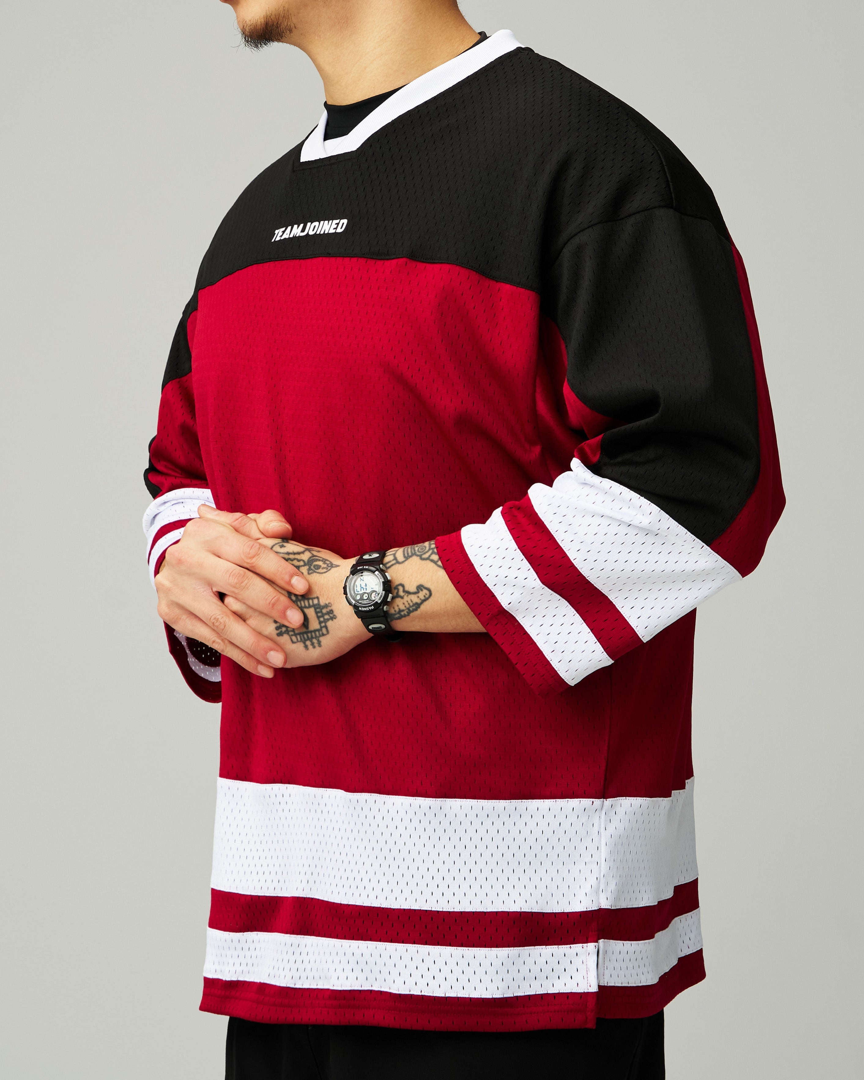 Mesh Spliced 3/4 Sleeve Jersey