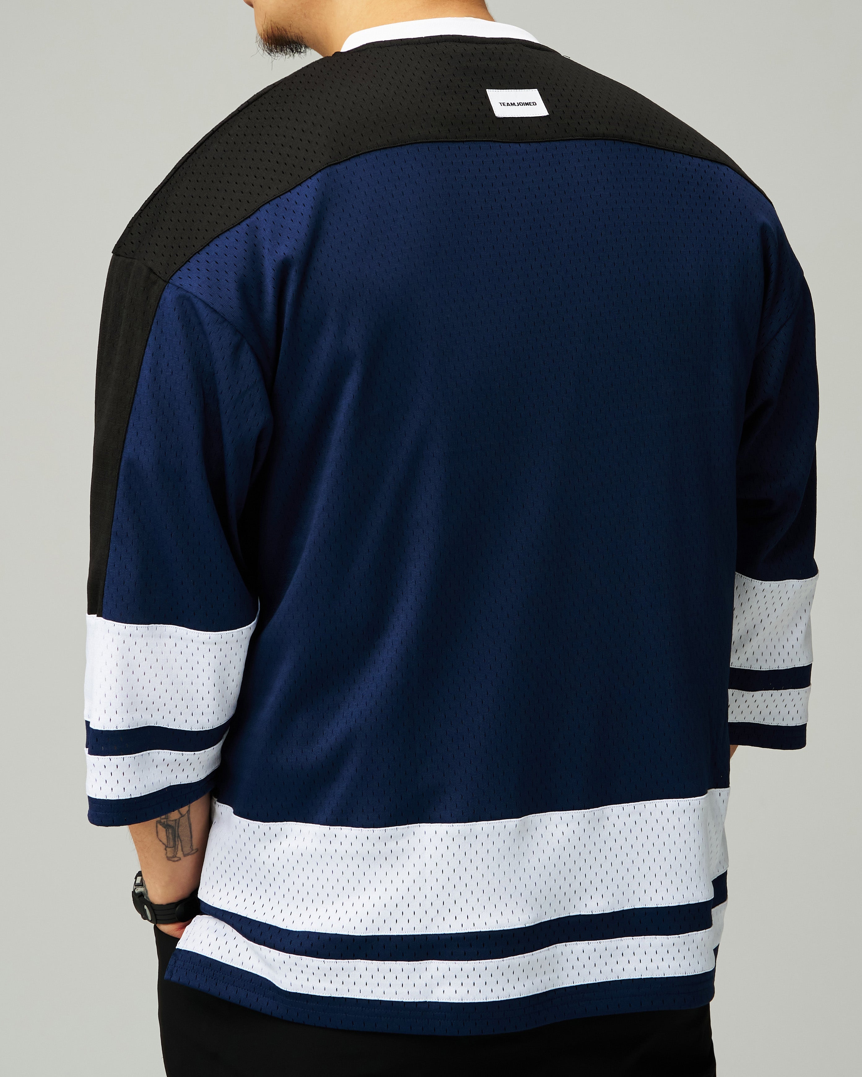 Mesh Spliced 3/4 Sleeve Jersey